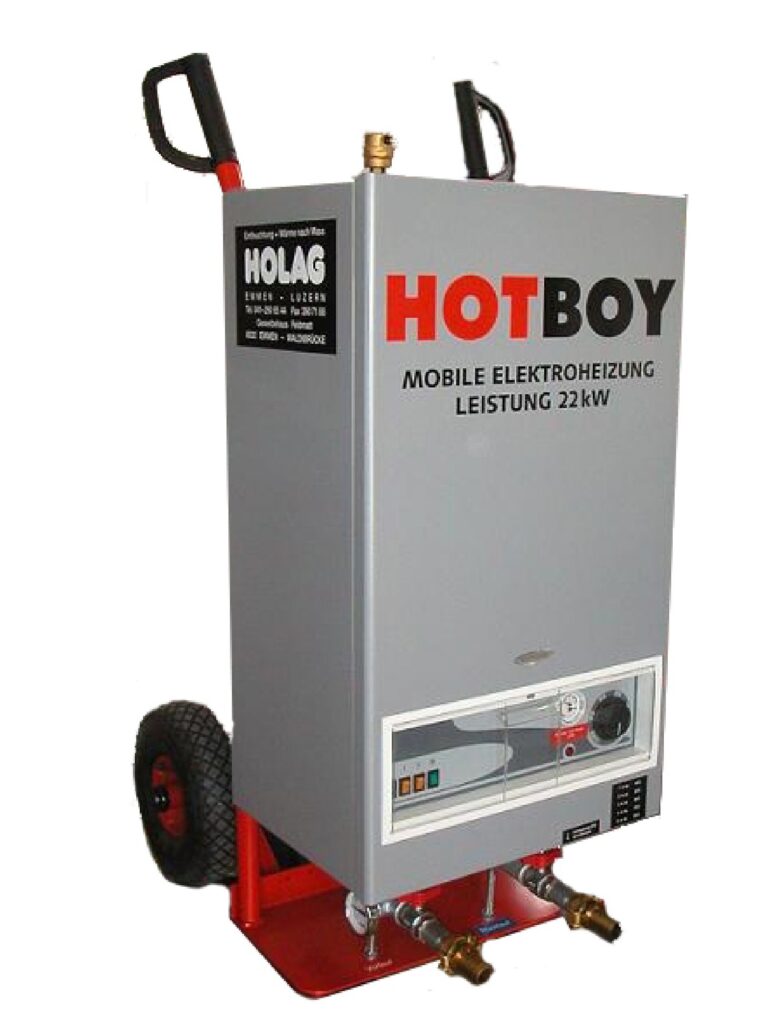 der grosse Hotboy - eine mobile Elektroheizung der Firma Holag AG zur Bautrocknung.